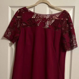 Ann Taylor Lace Yoke Short Sleeve Dress
